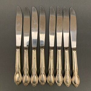 Wm.‎ Rogers International Silver Precious Mirror Silver-plate Knives Lot of 8